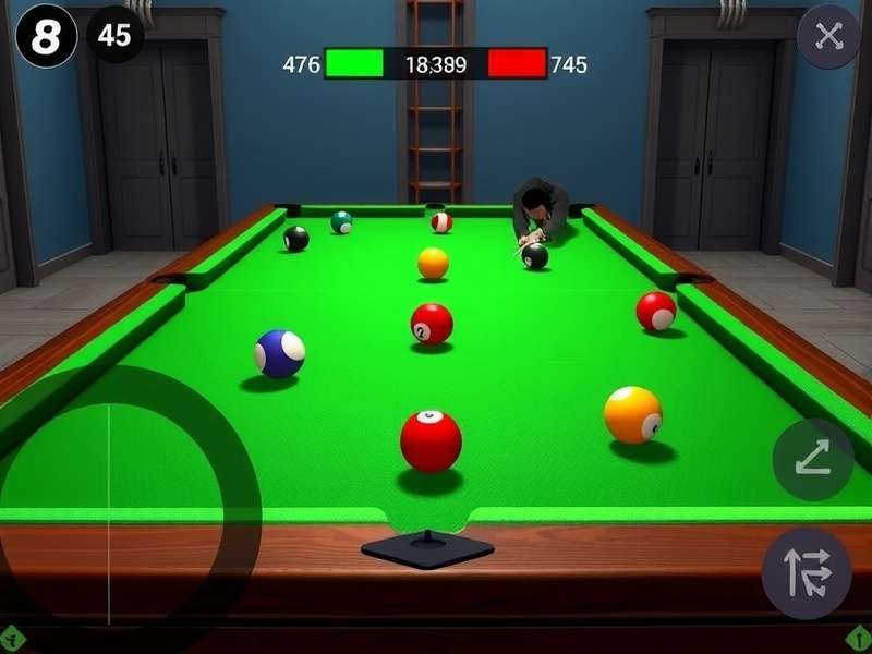 Challenger 8 Ball control interface showing aiming and power mechanics